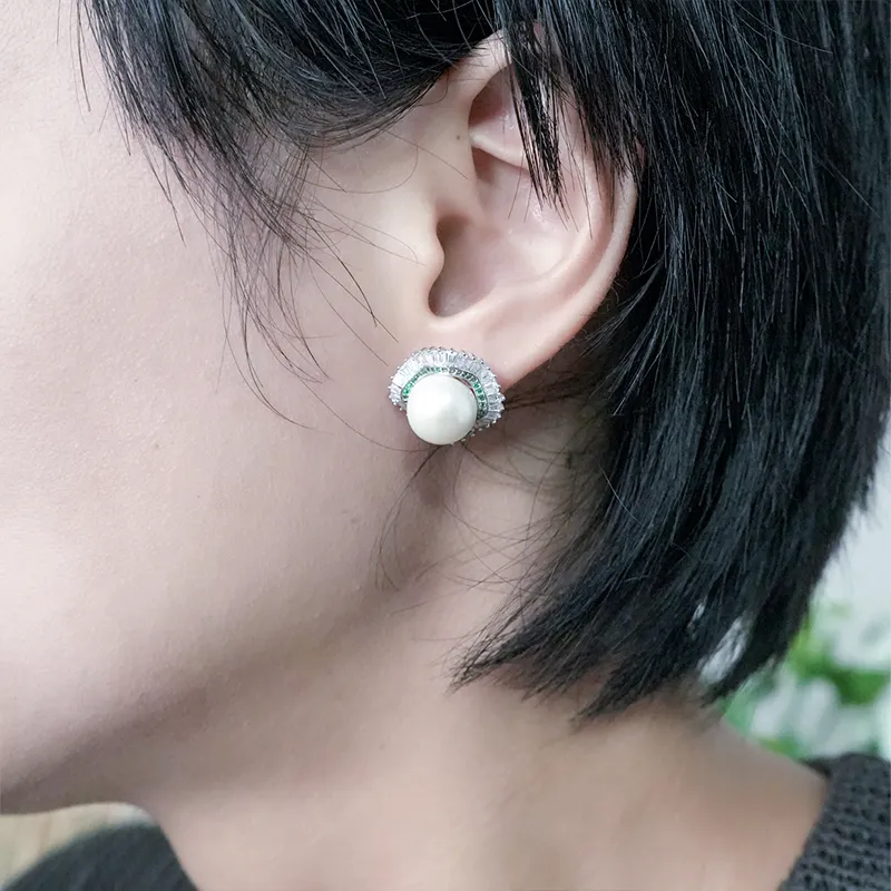 Ancient Jewelry Pearl Stud Earrings Women's-2