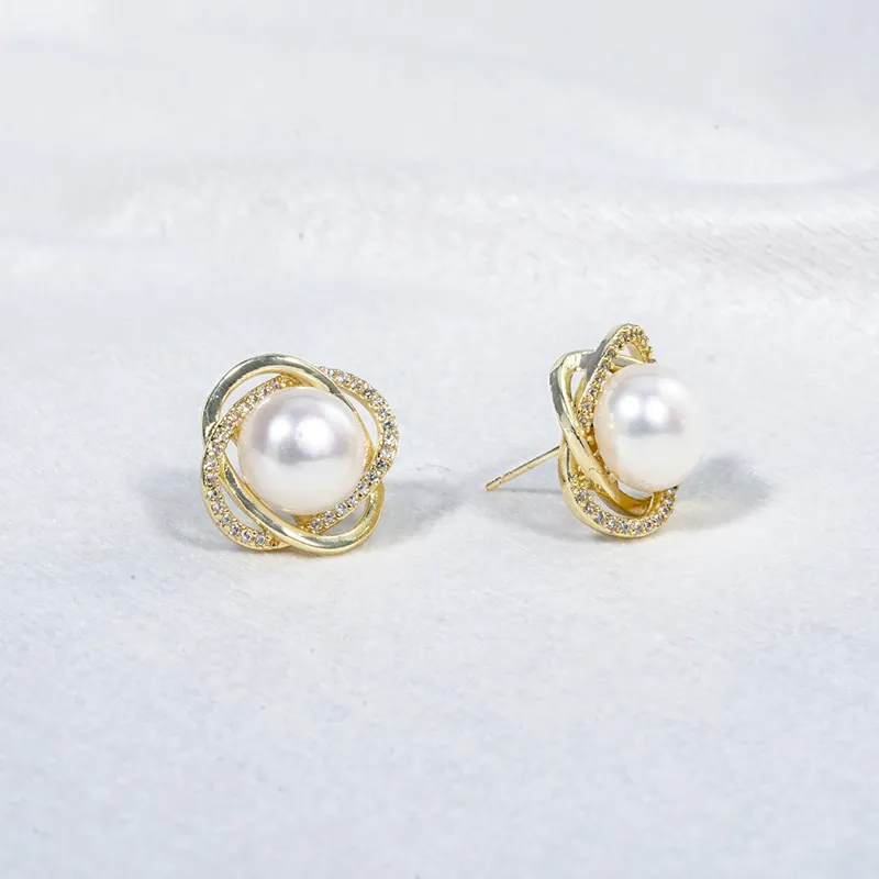 Ancient Jewelry Pearl Stud Earrings Women's-1