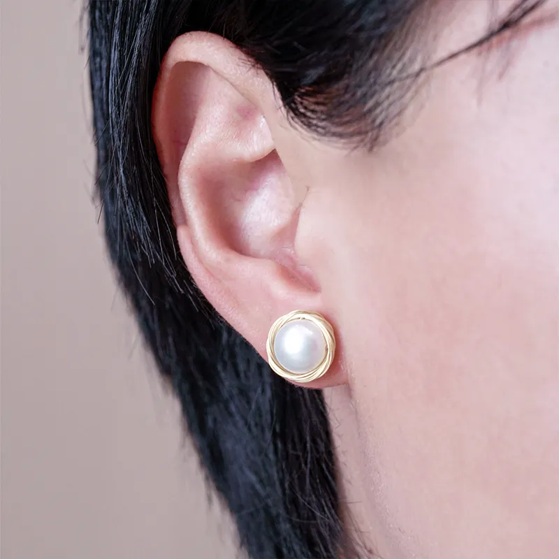 Ancient Jewelry Pearl Stud Earrings Women's-2