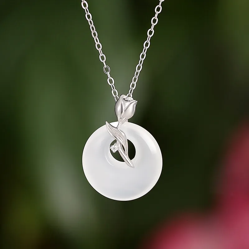 Ancient Jewelry Chalcedony Jade Necklaces Women's-2