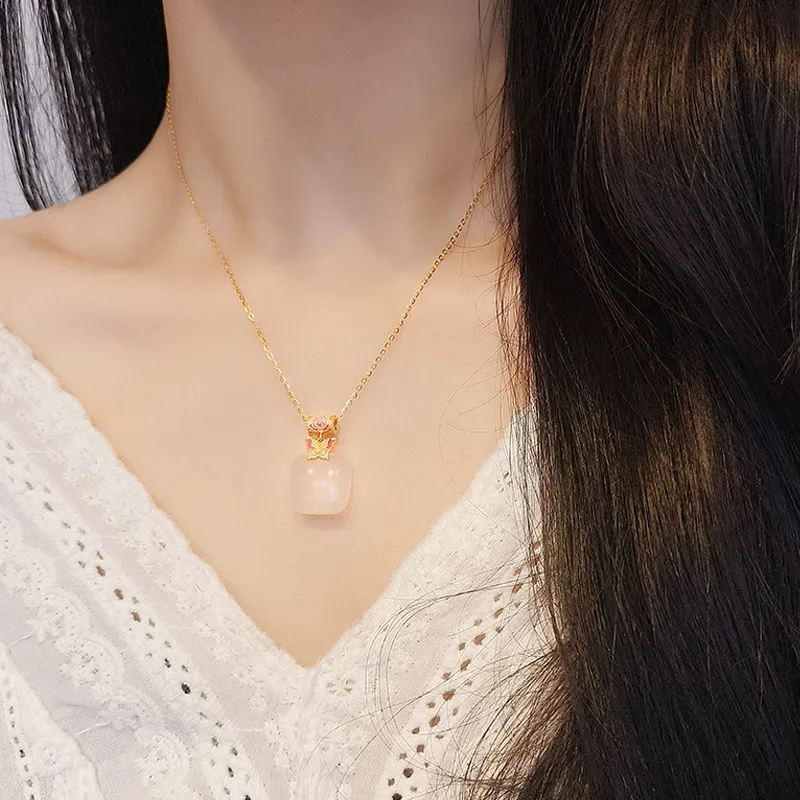 Ancient Jewelry Chalcedony Jade Necklaces Women's-1