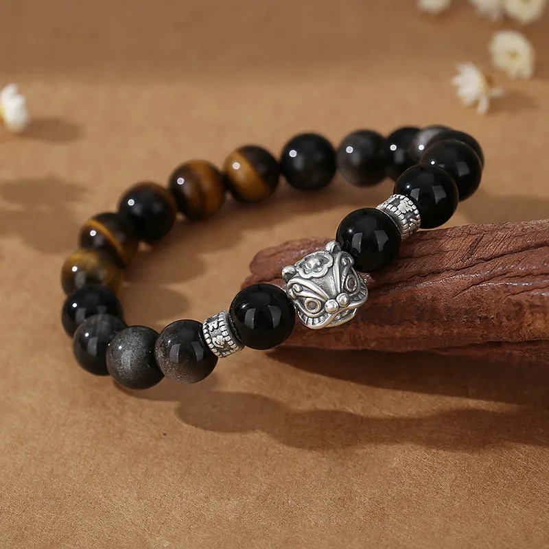 Ancient Jewelry Obsidian Bracelets Unisex-2