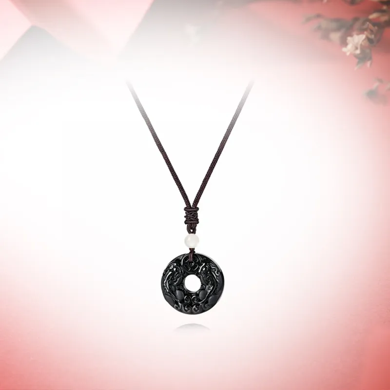 Ancient Jewelry Obsidian Necklaces Unisex-2