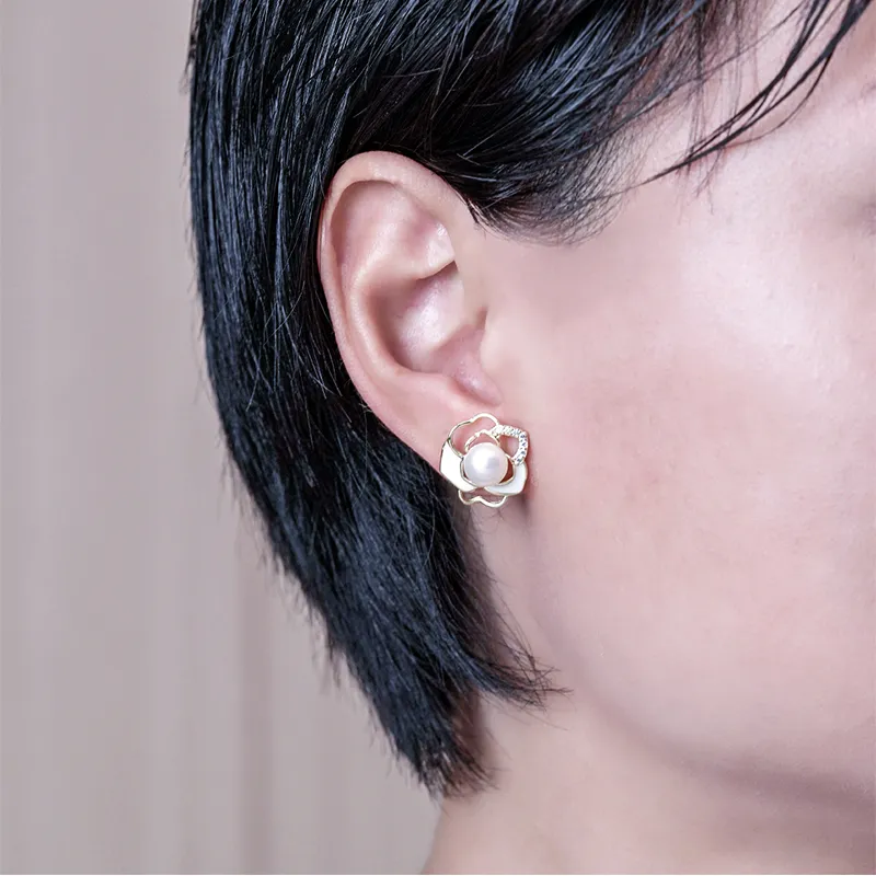Ancient Jewelry Pearl Stud Earrings Women's-2