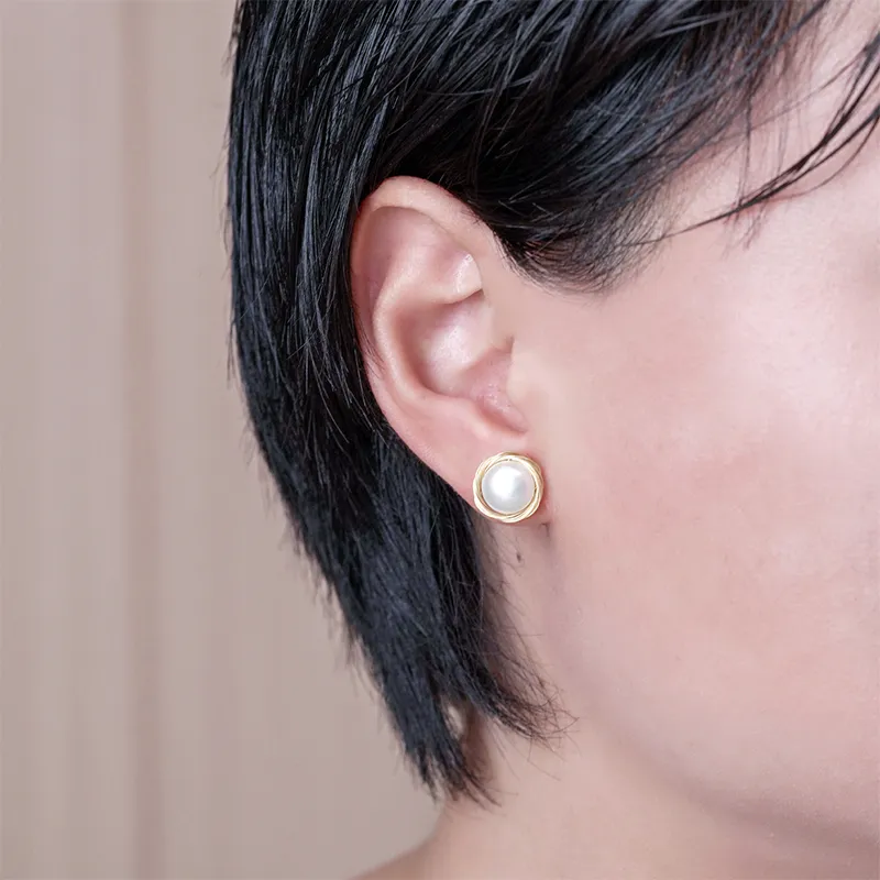 Ancient Jewelry Pearl Stud Earrings Women's-1