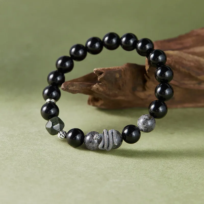 Ancient Jewelry Obsidian Bracelets Unisex-1