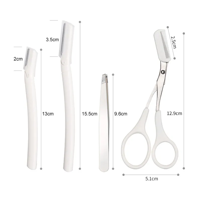 JINGLINGLONG Eyebrow Razor Clipper 4-Piece Set Protective Net Men's Women's Beginner Safety Shaving Blade-3