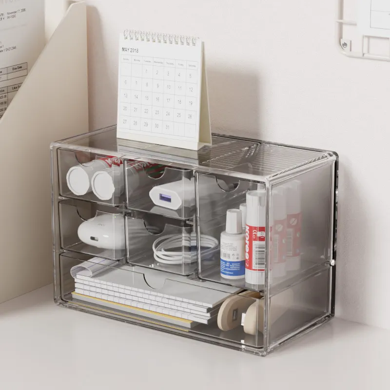 JIAOXUEFEI Cosmetics Storage Box With Vanity Table Shelf Desktop Premium Organizer Drawer Cabinet 6 Compartments-6