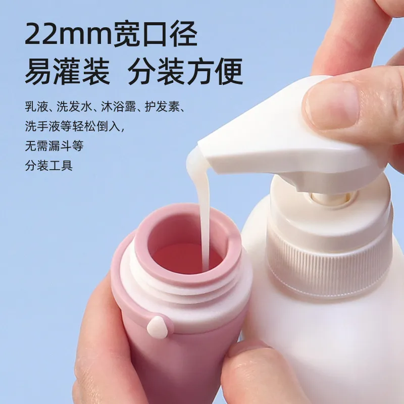 JINGLINGLONG Silicone Lace Up Travel Bag For Cosmetics Shampoo Shower Gel And Lotion With Small Empty Bottles-4