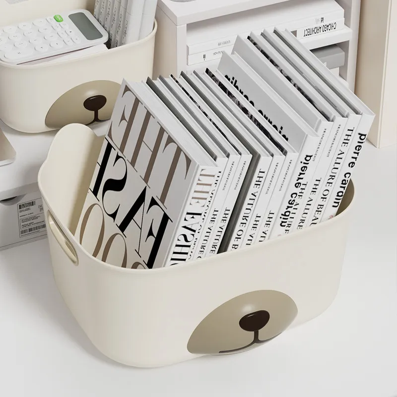 JINGLINGLONG Desktop Storage Box Panda Storage Cartoon Storage Basket Dormitory Storage Box Cosmetics-1