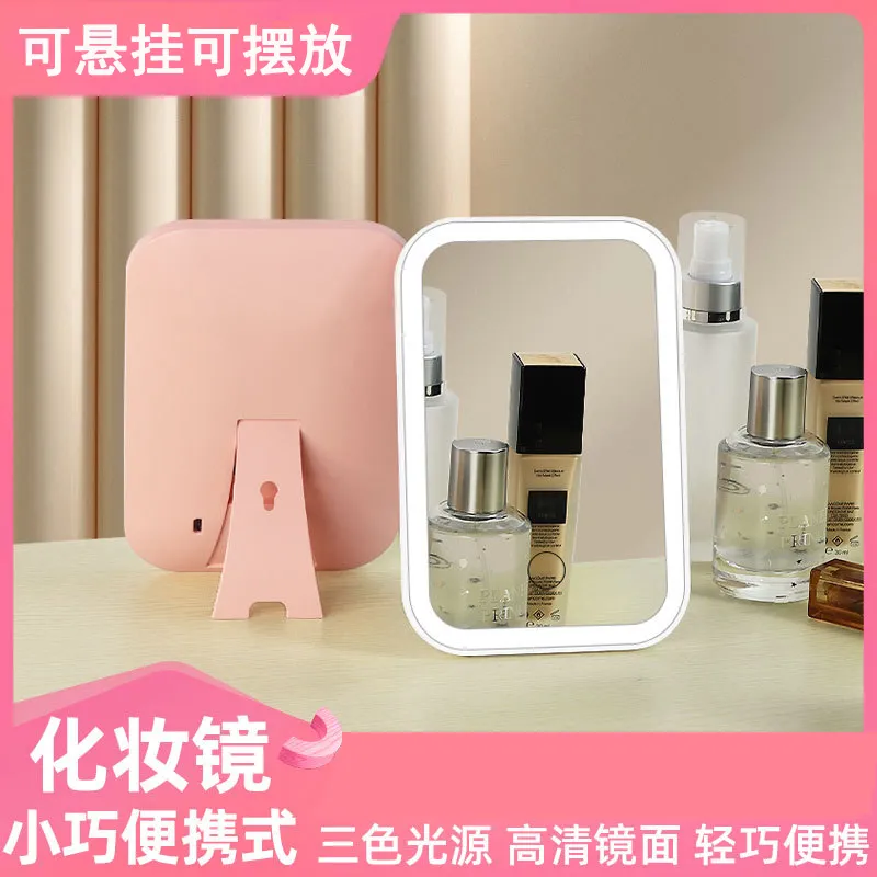 JINGLINGLONG Makeup Mirror Portable With Light Small Mirror For Dormitory And Desktop Portable Mirror-2