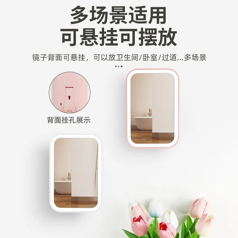 JINGLINGLONG Makeup Mirror Portable With Light Small Mirror For Dormitory And Desktop Portable Mirror-3