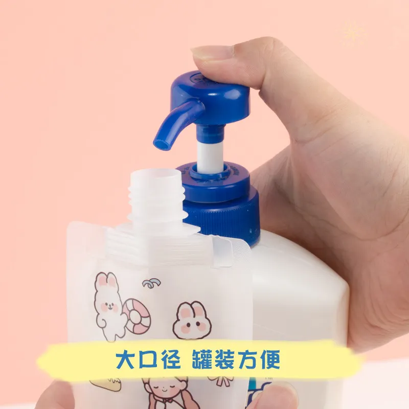 JIAOXUEFEI Portable Travel Cosmetics Organizer With Cartoon Label Disposable Liquid Storage Bag-1