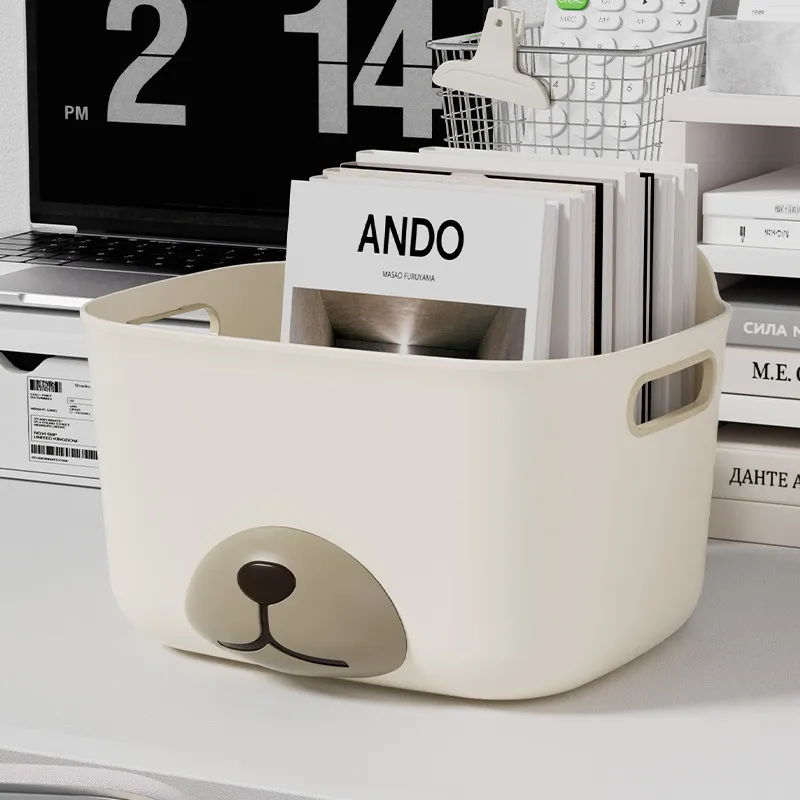 JINGLINGLONG Desktop Storage Box Panda Storage Cartoon Storage Basket Dormitory Storage Box Cosmetics-5
