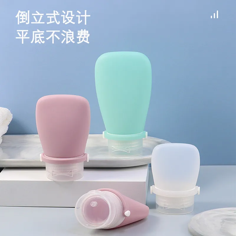 JINGLINGLONG Silicone Lace Up Travel Bag For Cosmetics Shampoo Shower Gel And Lotion With Small Empty Bottles-1