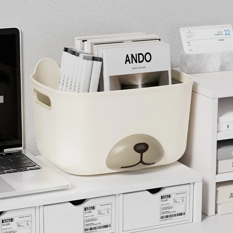 JINGLINGLONG Desktop Storage Box Panda Storage Cartoon Storage Basket Dormitory Storage Box Cosmetics-3