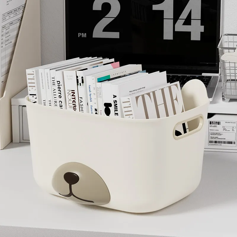 JINGLINGLONG Desktop Storage Box Panda Storage Cartoon Storage Basket Dormitory Storage Box Cosmetics-4