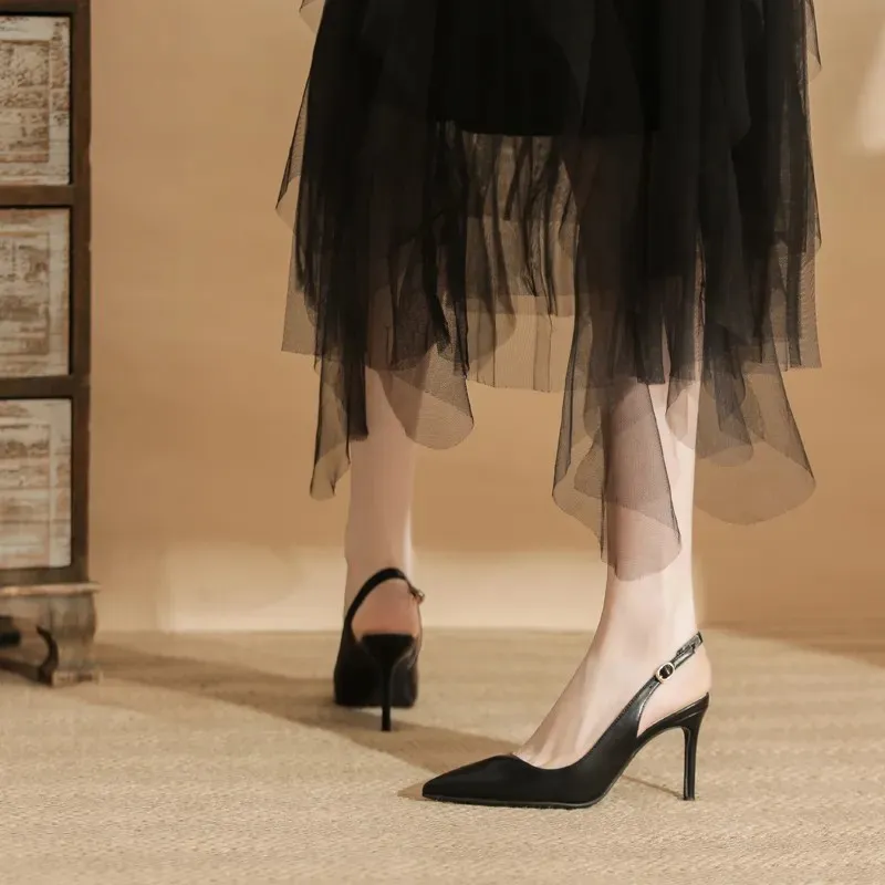CVOJOO Slim Heel High Heels Women's Black-5