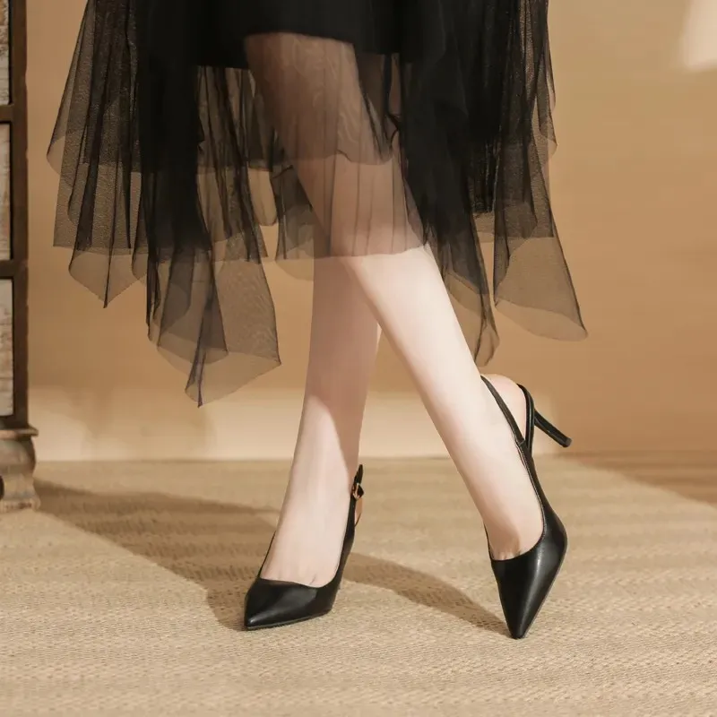 CVOJOO Slim Heel High Heels Women's Black-3