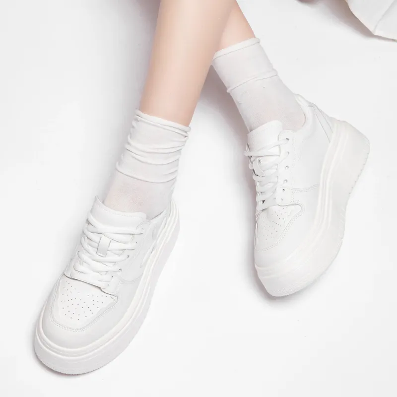 JEANSWEST Cushioning, Waterproof, Slip Resistant Low Top Skateboard Shoes Women's White-5