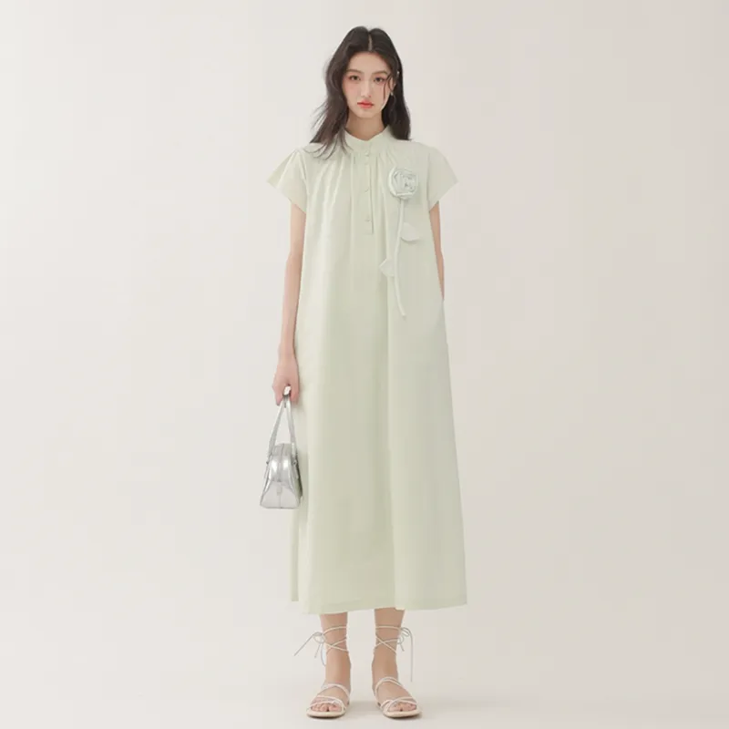 SYEEE WITH U Short Sleeved Dress Women's Mint Green-4