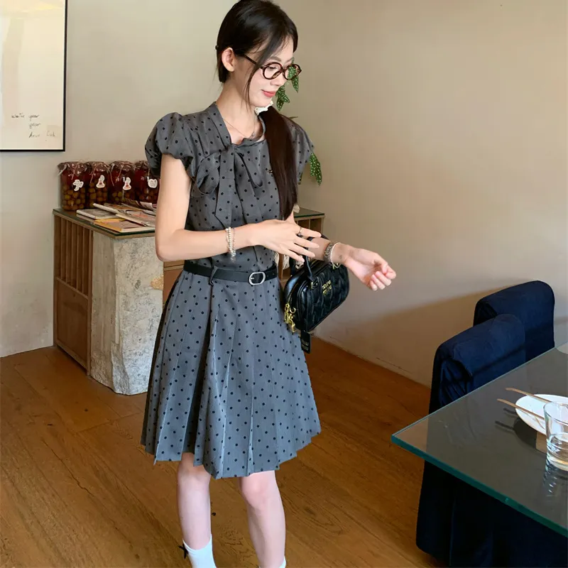 SYEEE WITH U Short Sleeved Dress Women's Gray-3
