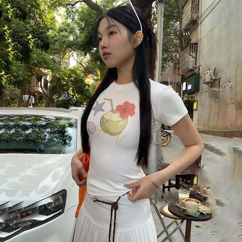 SYEEE WITH U Set in Sleeve T Shirt Women's White-2