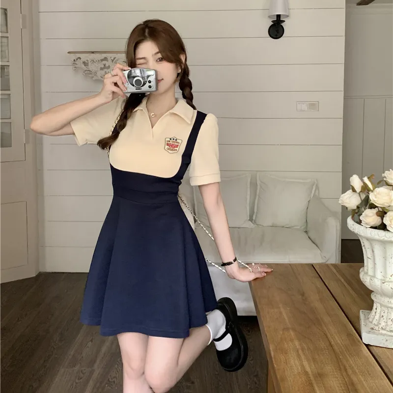SYEEE WITH U Short Sleeved Dress Women's Navy Blue-5