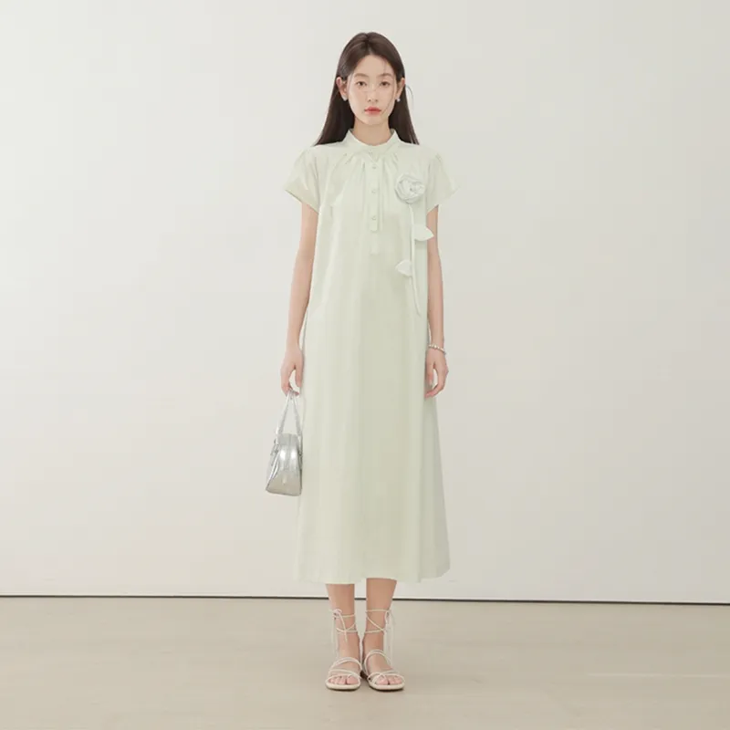 SYEEE WITH U Short Sleeved Dress Women's Mint Green-3