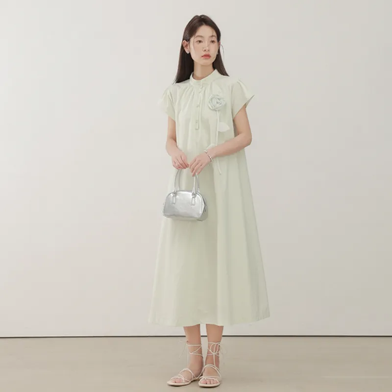 SYEEE WITH U Short Sleeved Dress Women's Mint Green-5