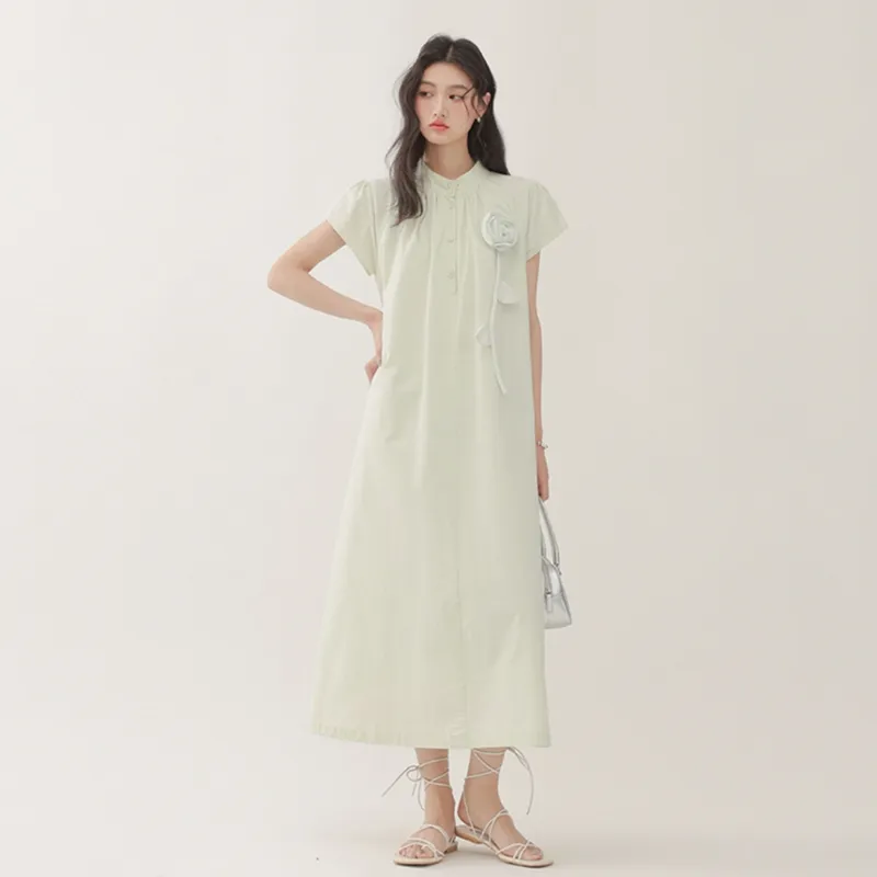 SYEEE WITH U Short Sleeved Dress Women's Mint Green-2