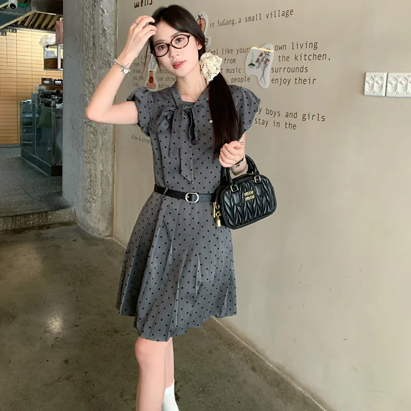 SYEEE WITH U Short Sleeved Dress Women's Gray-2