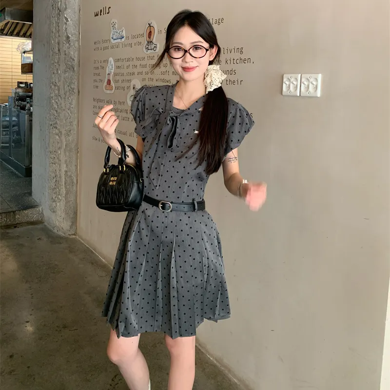 SYEEE WITH U Short Sleeved Dress Women's Gray-6