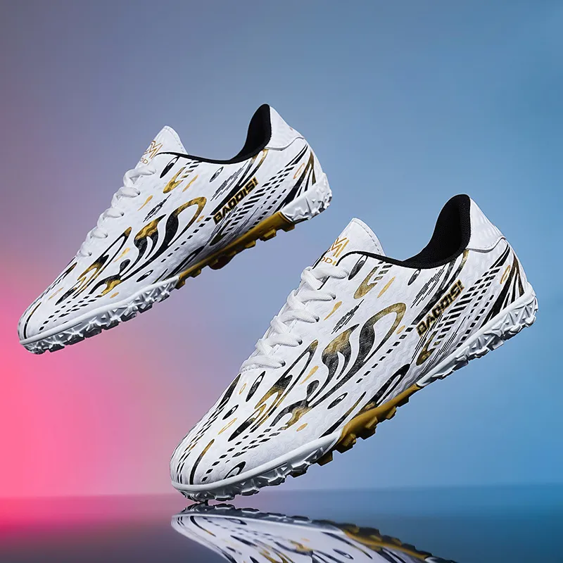 LONGDUIZHANG Soccer Shoes Unisex Low Top Orange Red/Black Gold/Black Sky Blue/White Gold-12