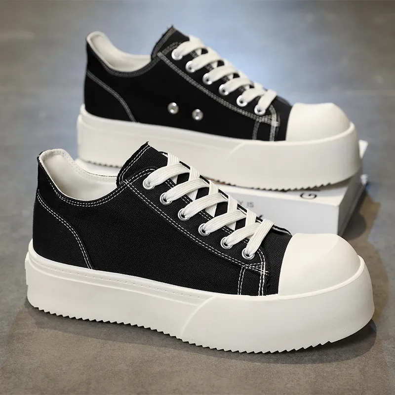 LONGDUIZHANG Slip Resistant Cushioning Abrasion Resistant Lightweight Breathable Low Top Skateboard Shoes Men's Black-3