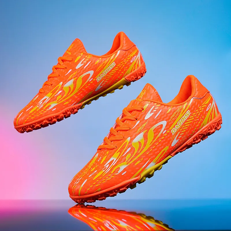 LONGDUIZHANG Soccer Shoes Unisex Low Top Orange Red/Black Gold/Black Sky Blue/White Gold-2
