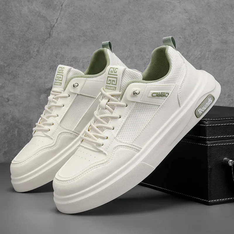 LONGDUIZHANG Running Shoes Men Low Top Beige Green/White Blue-3