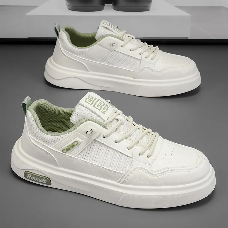 LONGDUIZHANG Running Shoes Men Low Top Beige Green/White Blue-2