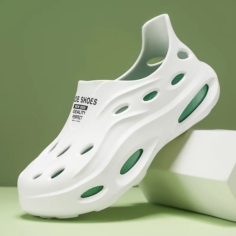 LONGDUIZHANG Clogs Unisex White Green-2