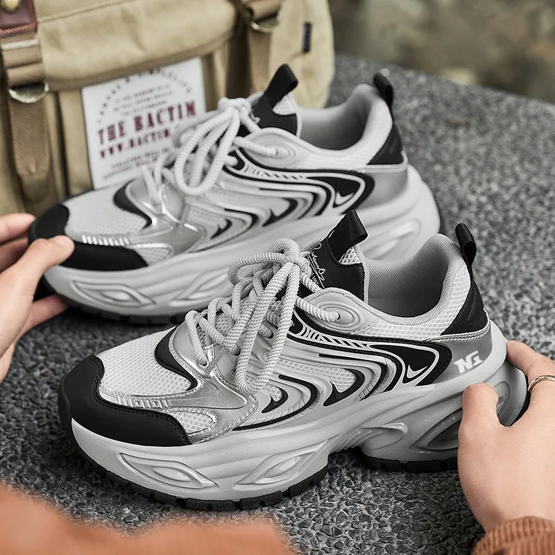 NONGRAK Slip Resistant, Breathable, Height Increasing Low Top Chunky Sneakers Men's-3