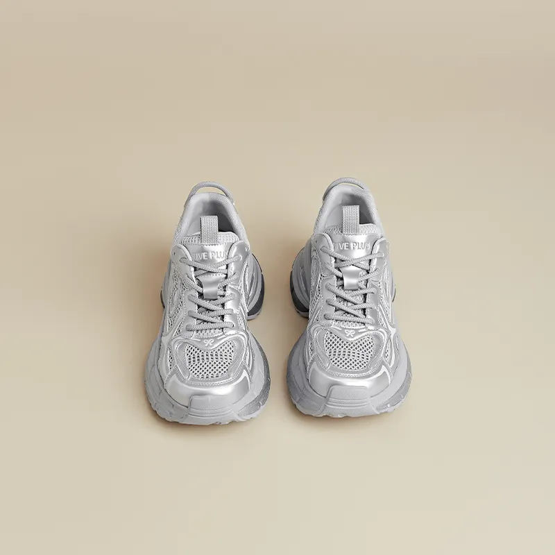 FIVE PLUS Shock Absorbing, Non Slip, Wear Resistant, Breathable And Lightweight Low Top Chunky Sneakers Women's-2