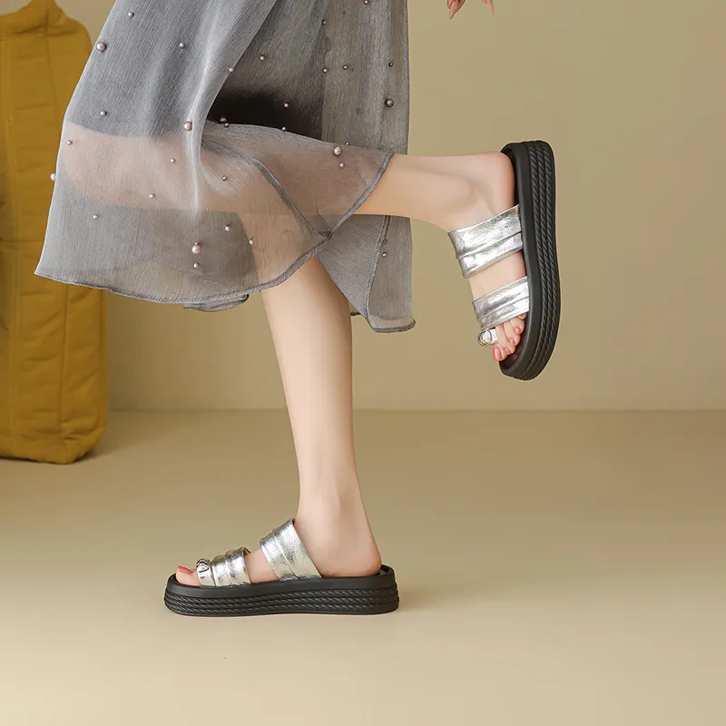 FIVE PLUS Rubber Sole Slip Resistant Slide Slippers Women's-4