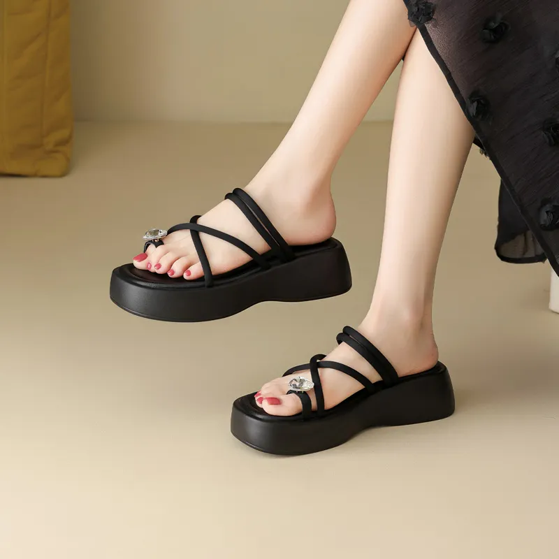 FIVE PLUS Slide Slippers Women's Black-6