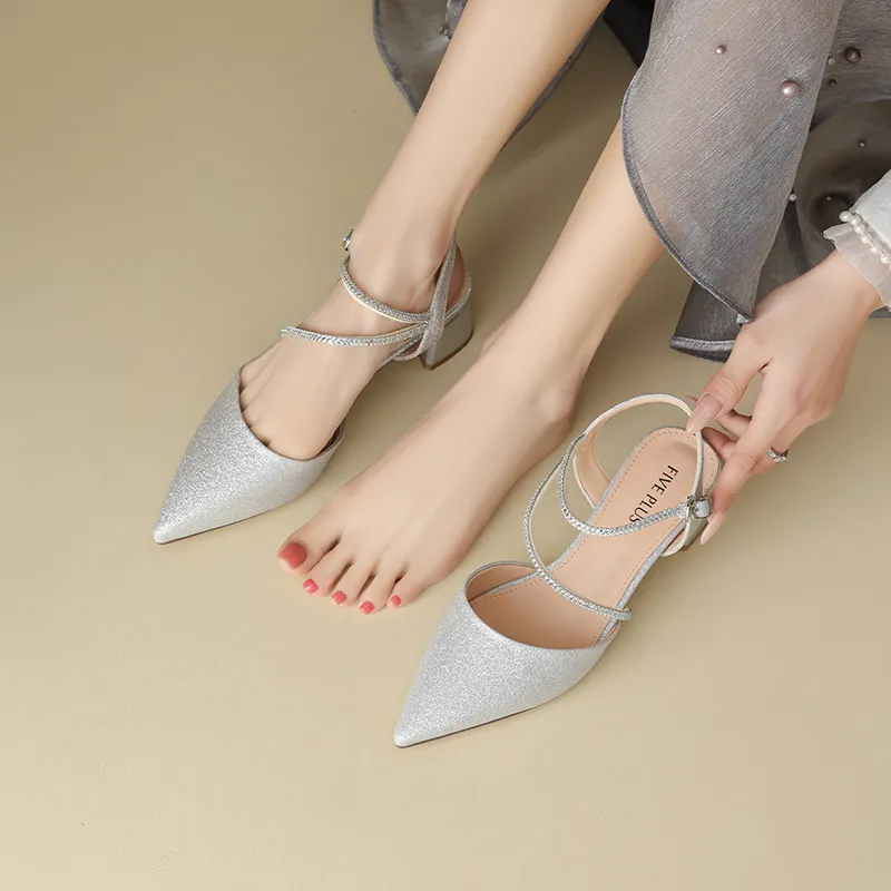 FIVE PLUS Chunky Heel High Heels 4.5cm Women's-4
