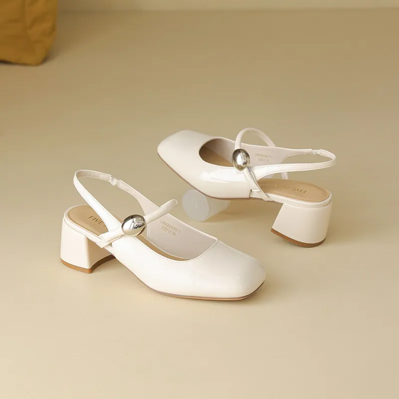 FIVE PLUS Chunky Heel High Heels 5cm Women's-4