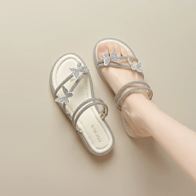 FIVE PLUS Rubber Sole Quiet Slide Slippers Women's-8