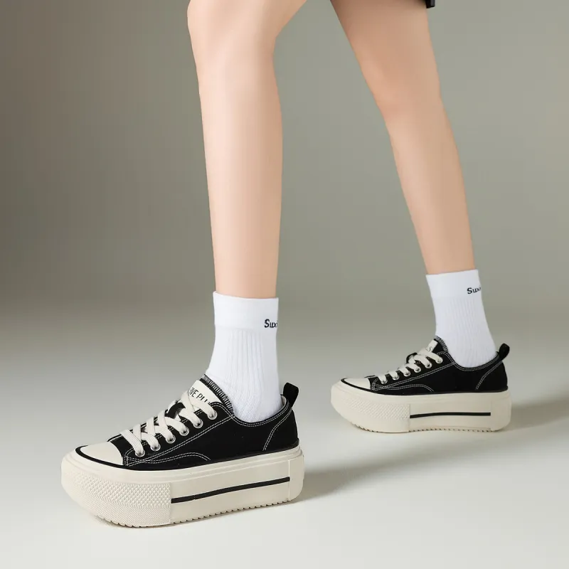 FIVE PLUS Height Increasing Low Top Skateboard Shoes Women's-16