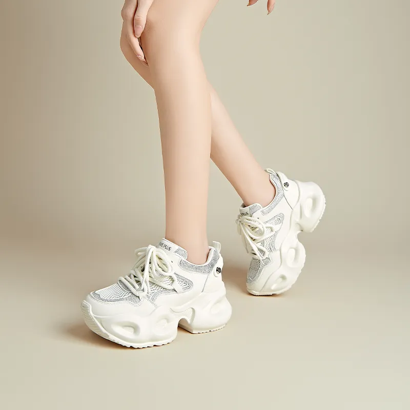 FIVE PLUS Cushioning Lightweight Height Increasing Low Top Chunky Sneakers Women's-11
