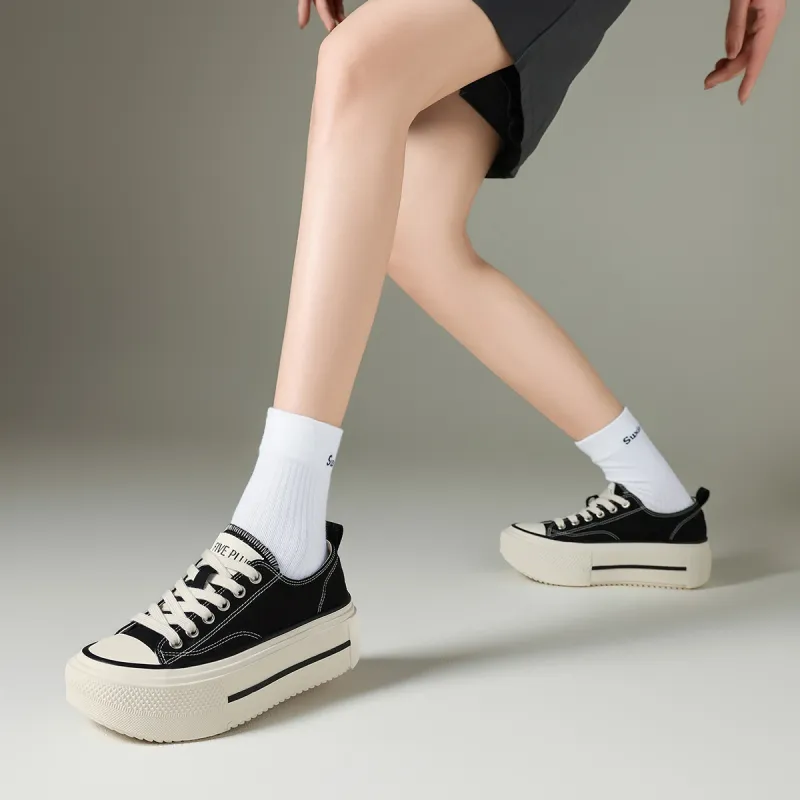 FIVE PLUS Height Increasing Low Top Skateboard Shoes Women's-14