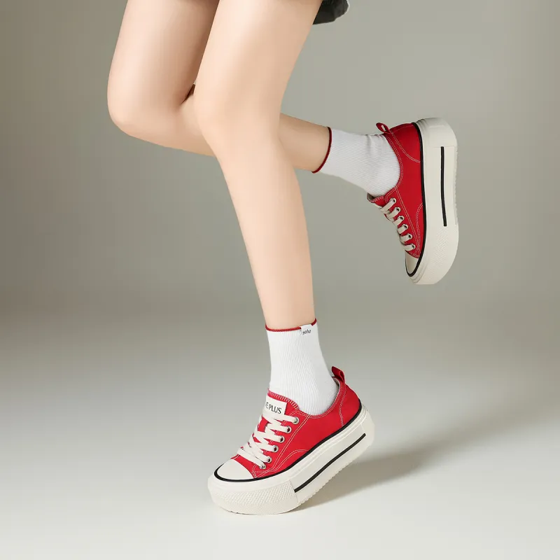 FIVE PLUS Height Increasing Low Top Skateboard Shoes Women's-10